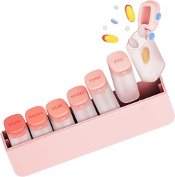 Nädala Pill Korraldaja 1 kord päevas - Travel Pill Box 7 päeva, suur ravim Pill Case Container Päevane ravim Vitamiin Supplement Kalaõli, Portable Nädala Pillid Korraldajad hoidja Dispenser, roosa