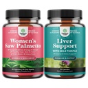 Bundle of Extra Strength Saw Palmetto for Women and Maks Cleanse Detox & Repair Formula - DHT Blocker Thickening Hair Vitamins for Hair Loss for Women - Silymarin Milk Thistle Maks Detox 70 Capsules