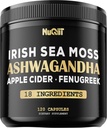 Organic Ashwangdha Capsules 15000mg Irish Sea Moss Apple Cider Vinegar & More - Support Brain Health, Strength & Immune System - 120 Vegan Capsules