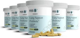 resbiotic resB Lung Support Probiotic Supplement - Lung Health Supplement for Smokers, Gut Health, Immune Support, Respiratory Care, Holy Basil, Turmeric, Clinically Trialed - 360 Capsules (6 Bottles)