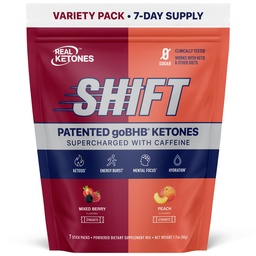 Real Ketones BHB Eksogeensed Ketoonid Jooge Segapakendid Keto Elektrolüüdid Pulberpakendid Ei Suhkur 4 peamise paadunud elektrolüüdid Plus Hüdreerimine Patenteeritud Keto BHB - 7 Count Virsik, segatud Berry