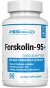 PEScience Forskolin kapslid, 95% puhas Forskolin ekstrakt Coleus Forskohlii, patenteeritud ForsLean, 50mg, 60 Count