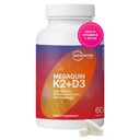 Microbiome Labs MegaQuin D3 + K2 - kõrge potentsi D3 K2 lisand - bioaktiivne ja biosaadav - Vitamiin D3 5000 iu & MK-7 - luude, südame, närvide ja immuunsüsteemi tervise toetamine (60 kapslit)