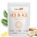Newseel Vitamiin D3 K2 Kapslid, D3 & K2 Vitamiin Lisand, Vitamiin D3 ja K2, D3 Lisand, Täiendatud K2 D3 Kookosõli Softgels (120)