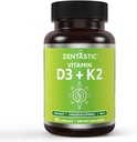 Zentastiline vitamiin D3 K2, 5000 IU & 200mcg, D-vitamiin ja patenteeritud MK7 & MK4 3-in-1 kompleksi toetuseks - taimetoitlane, mitte-GMO, 90 kapslit