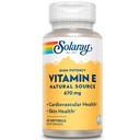 SOLARAY Vitamiin E 1000 RÜ pehmekapslid, 670 mg - d alfatokoferool E-vitamiini toidulisandid - naha tervis, südamefunktsioon ja antioksüdantide tugi - 60-päevane garantii - 60 serveerimist, 60 softgelit