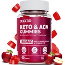 Keto ACV Gummies Täpsem Kaalulangus, Keto Gummy täiendus naistele ja meestele, 1500MG Apple Siidriäädikas & Vitamiin B12, Vegan & Non-GMO, Detox & Cleanse, Low-Carb, 60 Count