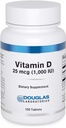 Douglas Laboratories Vitamiin D 25 mcg (1 000 RÜ) - D3 Vitamiin - Immuunsüsteemi toetamiseks, luude terviseks ja hammaste terviseks * - D-vitamiin nagu kolekaltsiferool - 100 tabletti