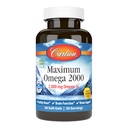 Carlson - Maksimaalne Omega 2000, 2000 mg Omega-3 rasvhapped, sealhulgas EPA ja DHA, looduslikult püütud, Norra kalaõli lisand, jätkusuutlikult hangitud kalaõli kapslid, sidrun, 60 Softgels
