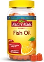 Nature Made Fish Oil Omega 3 Gummies, Omega 3 Fish Oil Supplements, Tervislik südametoetus, 150 Gummies, 75 päeva pakkumine
