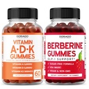 ADK Kummid Vitamiin D3 K2 (60 kummikut) Suhkruvaba Vitamiin D3 K2 - Täiendus D & K - 10 Vegan Supplement - Berberine Gummies koos Ceylon Cinnamon täiskasvanutele - Non GMO & Valmistatud USA