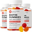 iRestore Hair Gummy Vitamins, Vegan Biotin Gummies for Hair Skin and Nails, Hair Growth Gummies for Women & Men, Biotin 10,000mcg, 3PK