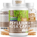 N1N Premium Psyllium Husk kapslid [Kõik looduslikud, 1450 MG] Võimas lahustuv kiudainelisa, et toetada korrapärasust ja seedetrakti tervist, 240 kapslit