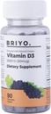 Briyo Vitamiin d3 närimistablett - 2000 RÜ (50 mcg per Serving) - maitsev looduslik viinamarjamaitse, 90 Count
