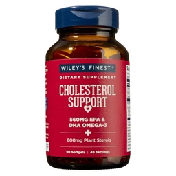 Wiley's Finest Wild Alaskan Fish Oil Kolesterool Toetus - Südametervise täiendus meestele ja naistele - 560mg Omega-3s - 90 Softgels (45 Servings)