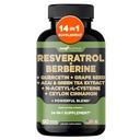 Gade Nutrition Resveratrol Berberine Quercetin Viinamarjaseemne ekstrakt Rohelise tee ekstrakt N-atsetüültsüsteiin - 14 in 1 Kompleksne täiendus naistele ja meestele, kellel on tugevad antioksüdandid - valmistatud USA-s