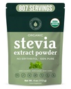 Orgaaniline 100% puhas stevia pulber, 4 oz, rahulolu magusad isud, alandab diabeedi veresuhkru taset, pakendamata pulbriline stevia ekstrakti magustaja paremaks küpsetamiseks ja jookideks, 800 + NatriSweet