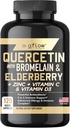 Quercetin koos Bromelain Tsink Vitamiin C Vitamiin D Elderberry - 120 Veggie Kapslid, Non-GMO, Gluteenivaba | Immune Support Supplement | Valmistatud USAs | 2 kuud pakkumine