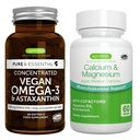 Vegan Omega-3 + Calcium & Magnesium Complex Vegan Bundle, Sustainable EPA & DHA vetikaõli 1340mg + 2: 1 Taimne vetikate mineraalkompleks, autor Igennus