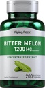 Piping Rock Bitter Melon kapslid 1200mg | 200 Count | Momordica Charantia | Kontsentreeritud ekstrakt | Taimne täiendus | Mitte-GMO, Gluteenivaba