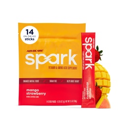 AdvoCare Spark - energiajoogi segu - Vitamiin ja aminohapete lisand - toetab energiat ja keskendumist * - kaasaskantav immuuntoetus * - suhkruvaba - Mango maasikas, 14 kleeppakendit (3,5 oz)