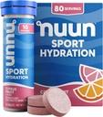 Nuun Sport elektrolüüt tabletid magneesiumi, kaltsiumi, kaaliumi, kloriidi ja naatriumi, gluteenivaba ja vegan, tsitrusviljad, 8 pakendit (80 Servings Total)