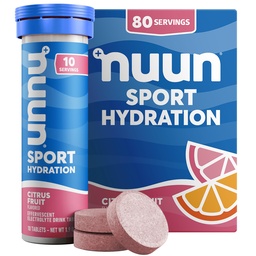 Nuun Sport elektrolüüt tabletid magneesiumi, kaltsiumi, kaaliumi, kloriidi ja naatriumi, gluteenivaba ja vegan, tsitrusviljad, 8 pakendit (80 Servings Total)