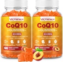 2 Pack CoQ10 Gummies 3000 mg - Plus Omega-3, Vitamiin B3 ja tsink, kõrge neeldumise koensüüm Q10 toidulisandid raku energia ja antioksüdandid tugi, Vegan 120 Count