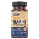 DEVA Vegan Vitamiinid Looduslik Vitamiin E 400IU segatud tokoferoolidega, toetab immuunsüsteemi ja naha toitumist, looduslikku antioksüdandit ja gluteenivaba, piimavaba, mitte-GMO, 90 kapslit