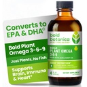 Bold Botanica Plant Omega 3-6-9, Ahiflower Oil, Vegan Omega 3, Täielik Taimne Omegas Aju Ja Immuunsuse Terviseks, Parem Kui Lina, Kala Vaba, Suur Maitse, Suhkruvaba, Mitte-GMO, Vedel 4 oz