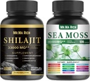 Sea Sammal ja Shilajit Capsule Bundle, Ashwagandha Rhodiola Rosea Ginseng Cordyceps Mushroom Ginkgo Biloba Stinging Nettle Magic Moss Blendim Must Seemne Kurkum Põderwrack Burdock Black Pepper