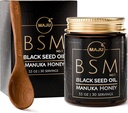 MAJU 3-in-1 Black Seed Oil, Manuka Honey & Seeds (traditsiooniline stiil) BSM nr 1, Sweet & Crunchy Taimne segu, Nigella Sativa Oil and Seeds, Pastöriseerimata & Toores Monofloral Manuka Honey Uus-Meremaa