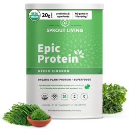 Sprout Living Epic Protein, Taimne Valk & Superfoods Pulber, Roheline Kuningriik | 20 Grams Orgaaniline Valk Pulber, Rohelised, Vegan, Mitte Piimatooted, Mitte-GMO, Gluteenivaba, Madal suhkur (2 Nael, 24 Servings)