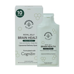 Nootropic Brain täiendada mesiniku Naturals, 500 mg Tsitokoliini, Ginkgo Biloba, Bacopa Monnieri & Royal Jelly, toetab fookus ja mälu, lihtsam imendumine, Plus maitsev Vanilla Flavor, 10ct