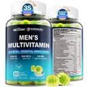 Metüülitud multivitamiin meestele Gummies, BCAA aminohapped, tsink, igapäevane A-vitamiin C D3 E K2 B kompleks, kaltsium, magneesium, lükopeen, seedetrakti ensüümid - energia, immuun, lihas-suhkruvaba, vegan, 60Cts