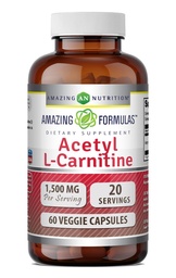 Amazing valemid Atsetüül L-karnitiin Hcl Veggie Dietary Supplement - 500 Mg, Veggie kapslid (mitte GMO, gluteenivaba) per pudel - edendab energia tootmise ja kognitiivse funktsiooni (60 Count)