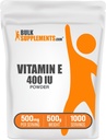 BulkSupplements.com Vitamiin E 400 IU pulber - D-alfa tokoferoolina, E-vitamiini toidulisandid - Gluteenivaba, 500 mg serveerimise kohta, 500 g (1,1 naela) (pakk 1)