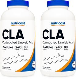 Nutricost CLA (konjugeeritud linoolhape) 2400mg, 240 Softgels - Gluteenivaba, Non-GMO, 800mg Softgel (2 pudelit)