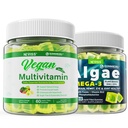 Vegan Omega 3 Gummies 1000mg Vegan Multivitamiini naistele Raud, Vitamiin B12, A, D3, K2, Vetikad Omega 3, Magneesium, Tsink