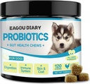 Eagou päevik probiootikumid koertele - koerte probiootikumid seedetrakti tervise jaoks, soolestiku tervise lisandid prebiootikumidega, kitsepiim, omega 3, vitamiinid, närid koerte kõhulahtisuse, kõhu, gaasi leevendamine - 120 Ct