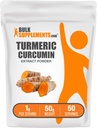BulkSupplements.com Kurkumekstrakti pulber - kurkumjuurest, kurkumiinilisanditest, kurkumiinipulber - gluteenivaba, 1 g serveerimise kohta, 50 g (1,8 oz) (pakk 1)