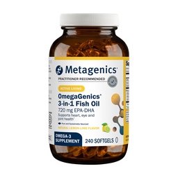 Metageenika OmegaGenics Fish Oil EPA-DHA 720 mg - Omega-3 Fish Oil Supplement - kõrge potentsi - südame tervise, luu- ja lihaskonna tervise ja immuunsüsteemi tervise * - DHA & EPA - 240 Softgels