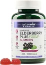 NatureWise Sambucus Elderberry Gummies - 4-aastaste laste immuunsuse tugilisa ja C-vitamiini, D3, tsink - Elderberries, mis vastavad 3520mg - vegan, mitte-GMO - 60 Count [30-päevane pakkumine]