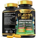 St.John's Wort Supplement - 8in1 valem - Kombineerige Ashwagandha, Ginkgo Biloba, Shilajit, Valerian, Püha basiilik, kummel ja must pipar - 120 Vegan kapslit 4 kuu pakkumiseks