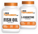 BulkSupplements Fish Oil 1000mg Softgels + L-karnitiin Kapslid Bundle