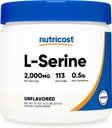 Nutricost L-Serine Powder, 113 Servings (.5LB) - 2,000 MG Per Serving - Non-GMO, Gluten Free