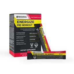 BODi Energize Pre Workout Powder - Beeta-Alanine, Quercetin & Low-Dose Kofeiini valem täiustatud energia ja fookuse suurendamiseks, energia ja vastupidavuse täiendamiseks, puuviljapunch, 20 Sticks