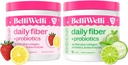 Belli Welli Daily Fiber Supplement Duo - maasikas limonaadi ja kurgi lubjamünt - kollageeni, probiootikumide ja elektrolüütidega - värskendavad maitsed tasakaalustatud heaolu jaoks - 32 kokku