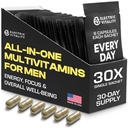 Multivitamiinid meestele - kõik ühes pakendis energia ja keskendumise jaoks, meeste vitamiinid vaimse jõudluse ja tervise jaoks, pakitud Tongkat Ali, Shilijit, C-vitamiin B3, B1, A, B12, 30 Pk