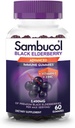 Sambucol Black Elderberry Gummies - Elderberry koos tsingi ja C-vitamiini täiskasvanutele, Sambucus Gummies, Immune Support - 60 Count